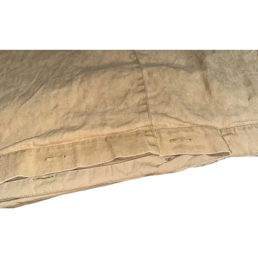 Vintage Rare Pottery Barn Linen Duvet Cover Tan Reversible Heavy Thick 2008